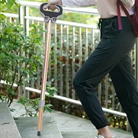 Multifunctional Trekking Poles Elderly Walking Cane Anti Skid Aluminium Alloy Portable Folding Cane Stool for Hiking Climbing 2
