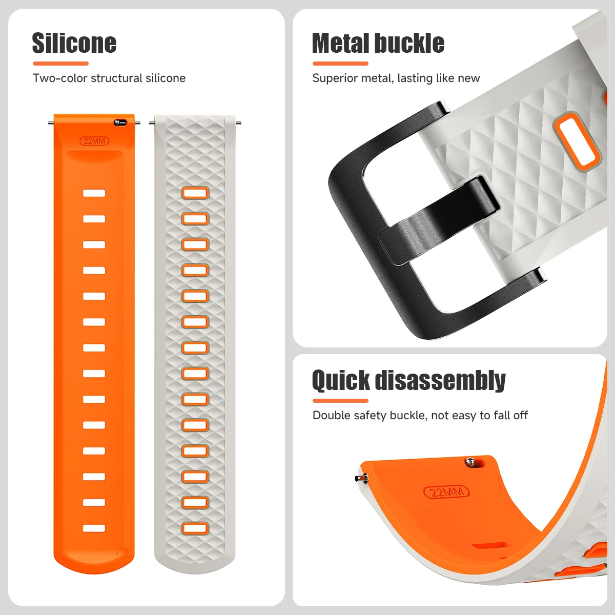 Silicone Sports Strap Band - 22mm Universal Bracelet