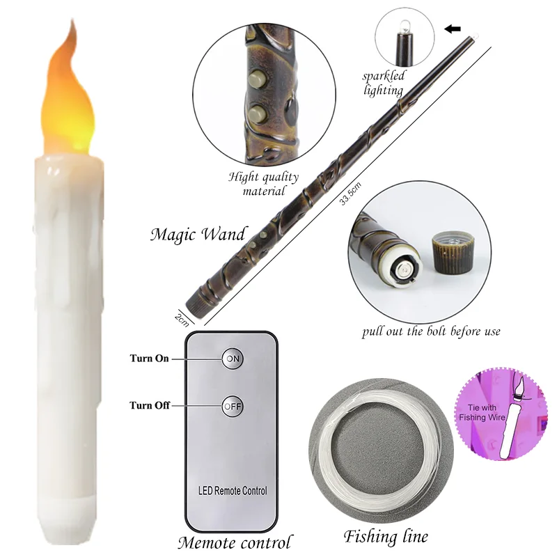 Ensemble De 20 Bougies Flottantes Led Magiques Avec Commande À Distance De  Baguette, Jeux De Bougies À Cône Clignotantes Sans Flamme Pour Fenêtre À  Piles, Pour Décoration D'halloween, Mode en ligne