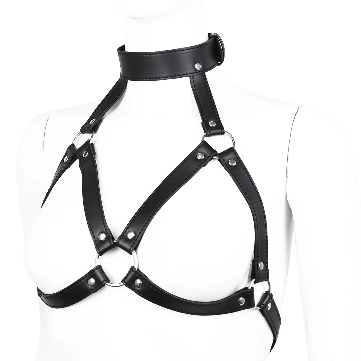 Erotic Lingerie Erotic Bondage Clothes Leather Flirting Costumes Adult Sex Toys Bondage Neck Sleeves Women Sexy Lingerie Exotic Hollow Bra
