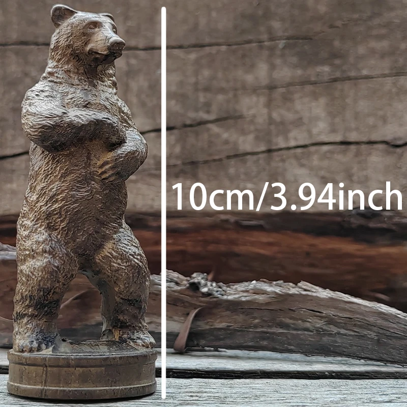 Rustic Wooden Bear Ornament - Hand-Carved Natural Design