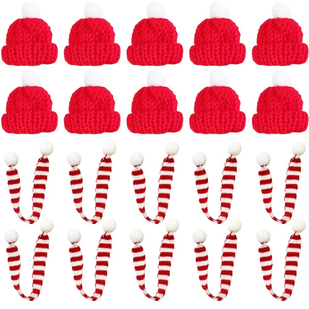 

Christmas Miniature Santa Hat Scarf Cup Bottles Decor Christmas Party Wool Cap Doll DIY Handmade Mobile Phone Case Decor