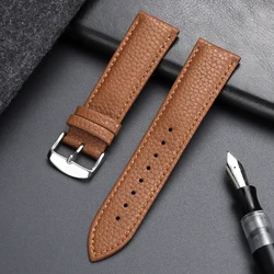 Elegant Lychee Pattern Leather Watch Band - Versatile Sizes - 22mm (Light brown)