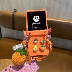 Charming Persimmon Pendant Bracelet Phone Case with Hinge Cover for RAZR 60Ultra 70ultra (With Strap)