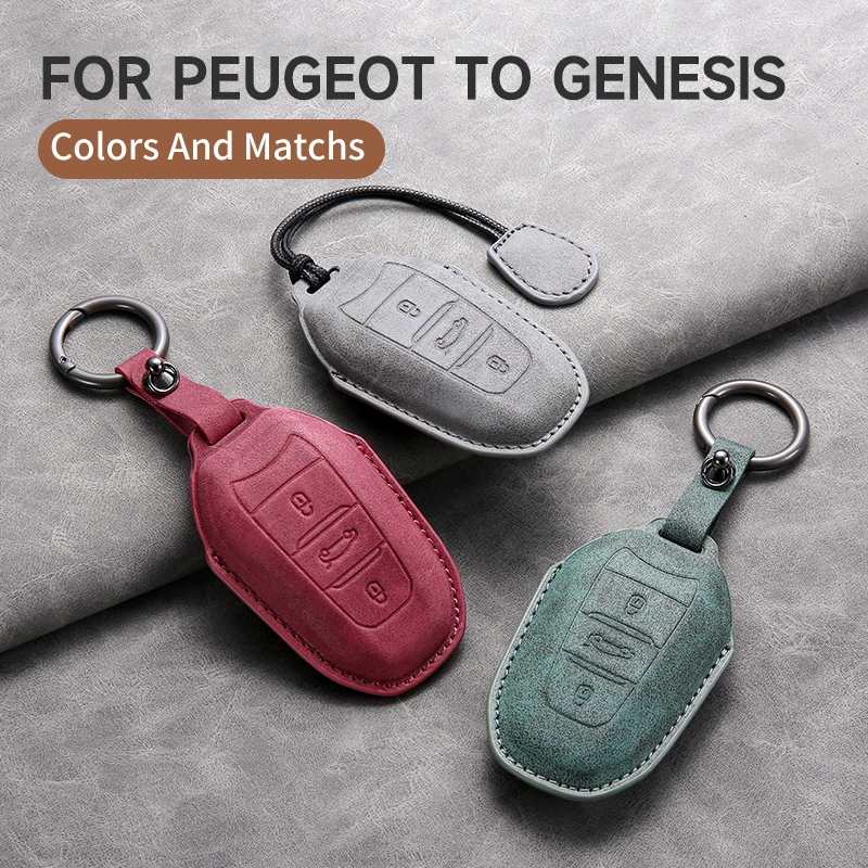 for Peugeot To Genesis Car Smart Key Case Cover Key Pack Remote Protection Sleeve Buckle Rope Special Accessories Multi Styles