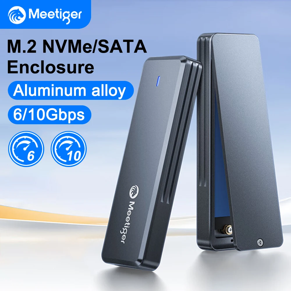 Meetiger M2 SSD 케이스 M.2 NVMe SATA SSD 인클로저 어댑터 10Gbps USB 3.2 Gen2 USB C 외부 인클로저는 M 및 B&M 키를 지원합니다.