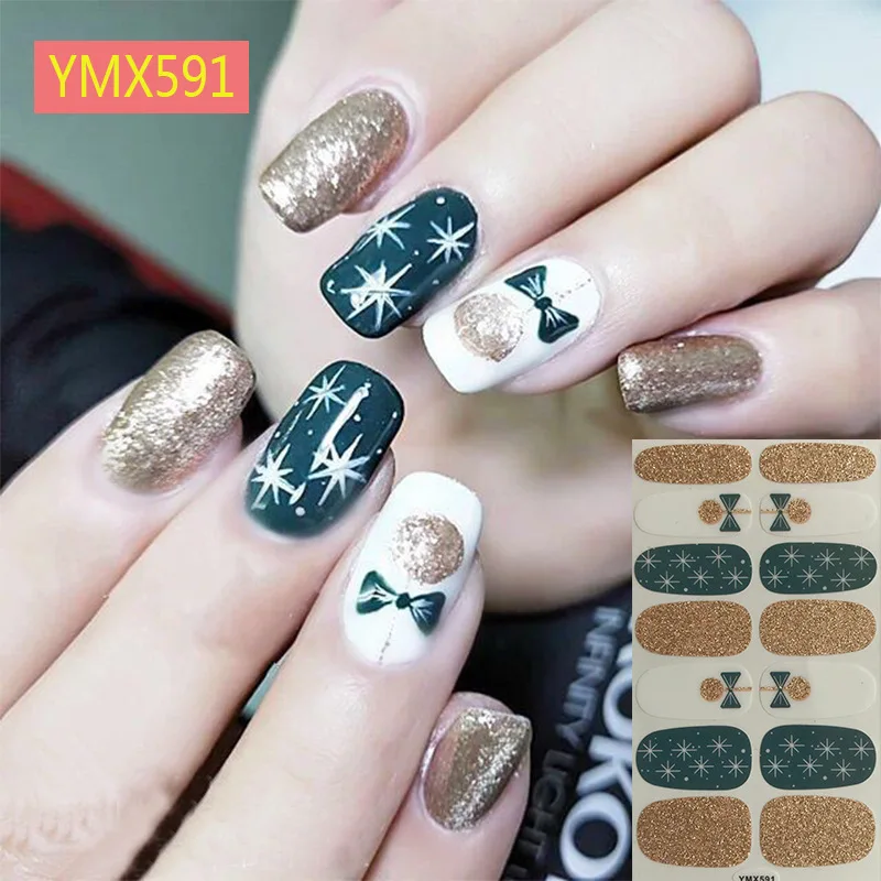 

Christmas Gel Nail Stickers Full Coverage Sticker Art Simple Waterproof Sticky Manicure for Women & Girls