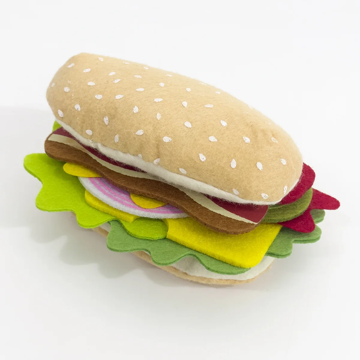 28pcs Hamburger Toy Set with Felt Cloth DIY Simulation Food Hamburger Sandwich Hot Dog and Pretend Play Game Simulated Kitchen