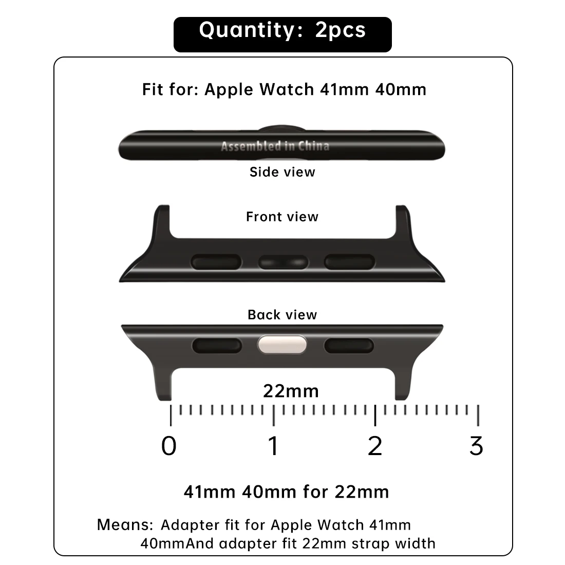 Premium Stainless Steel Connectors for Apple Watch Bands (2-Pack)