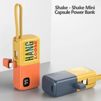 Portable Hang Loose Charger Mini Capsule Power Bank 5000mAh PowerBank With Type-C Cable Super Fast Charging For IPhone Xiaomi 1