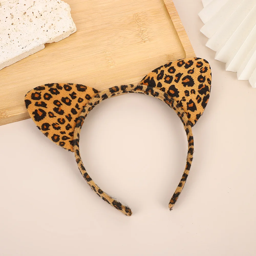 1pc Cat Ear Headband Leopard Print Animal Ears Hair Hoops Halloween Girls Women Party Festival Hair Clip Fashion Hairpin