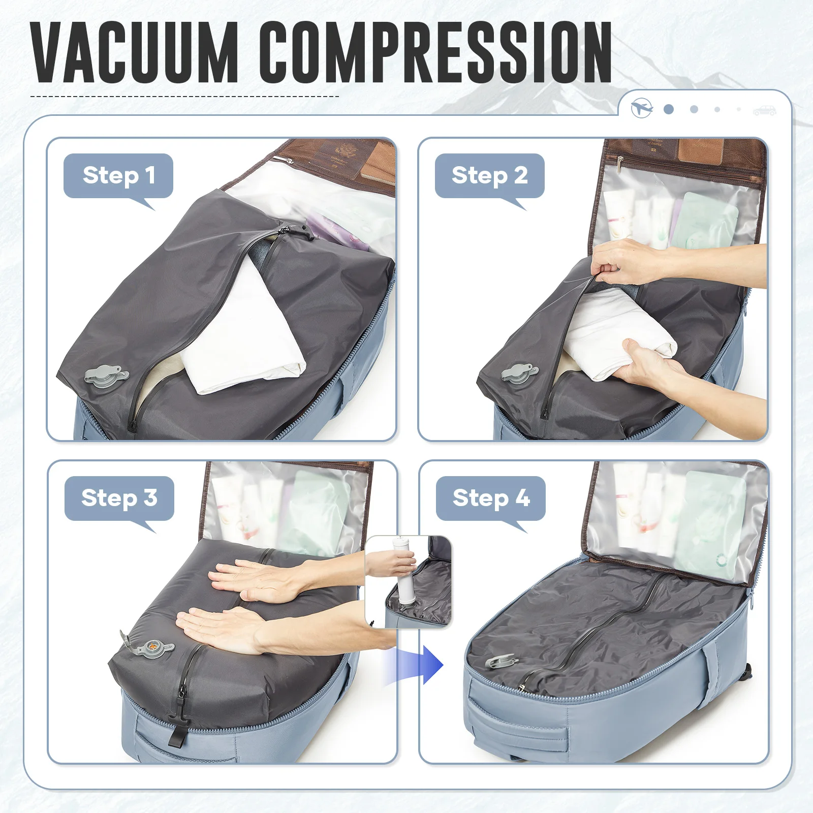 Backpack Travel Cabin Aircraft with Vacuum Pump Vacuum Backpack, Laptop Bag Hand Luggage Carry on Luggage Vacuum Bag Travel Bags