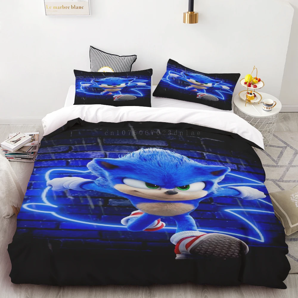 thumbnail image 1 of Funda nórdica Juego de cama de dibujos animados de Sonic Juego de cama suave y cómodo Adecuado para el hogar Decoración impresa en 3D Regalos para niños, 1 of 5