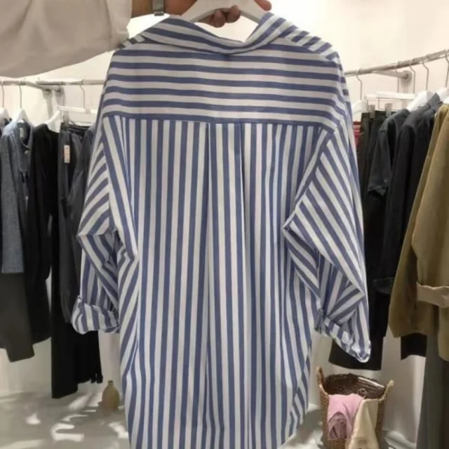 Elevate your style with the trendy South Korea Dongdaemun Striped Shirt!