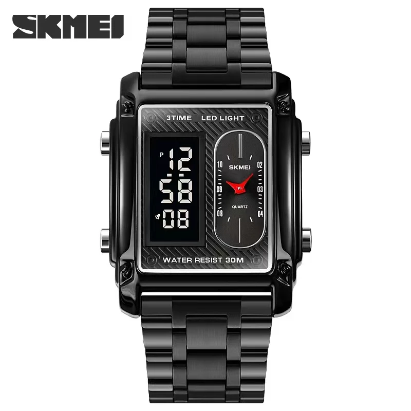 

Fashion trend multi-function square men's steel band electronic watch cross-border hot sale business watch