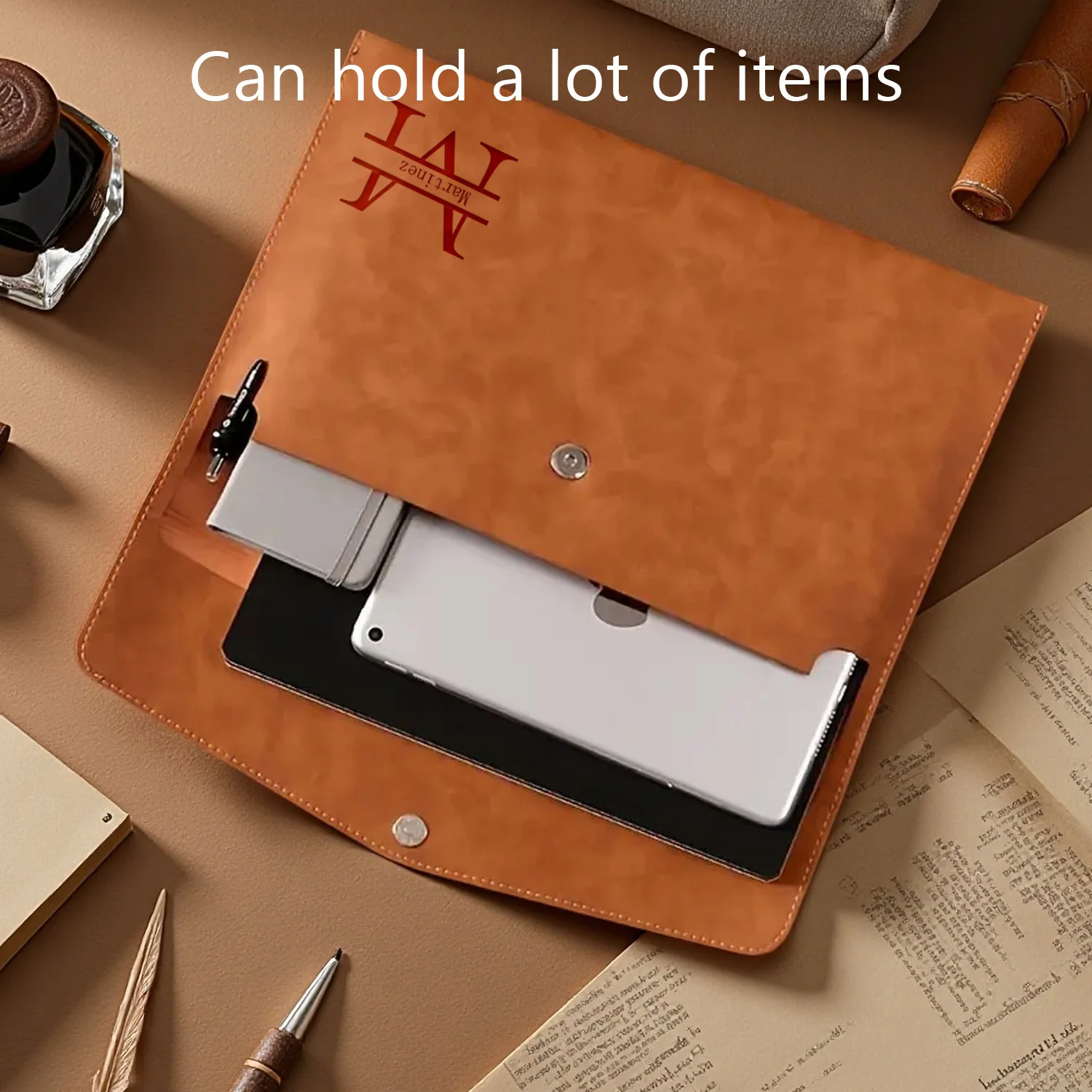 Personalized Leather A4 File Bag - Waterproof & Durable Folder for Business, Office, and School
