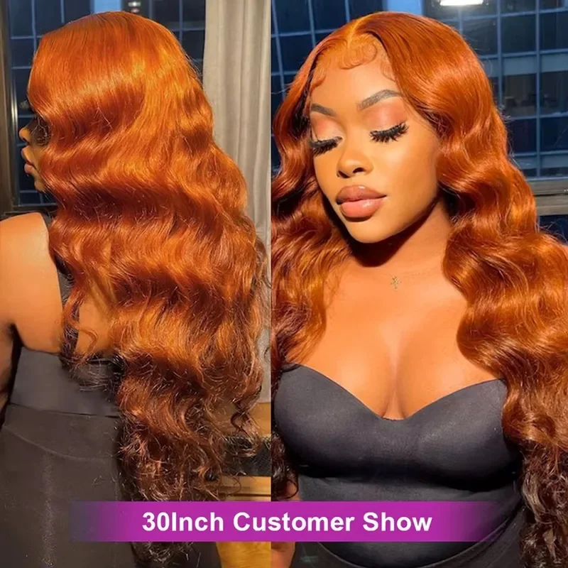 250 Density 30 Inch Body Wave 100% Human Hair - Ginger Color Silky Soft No Tangle No Shedding Premium Extensions