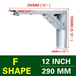 Adjustable Wall-Mounted Folding Shelf Bracket - Heavy Duty Support Hardware - Universal (12inch white)