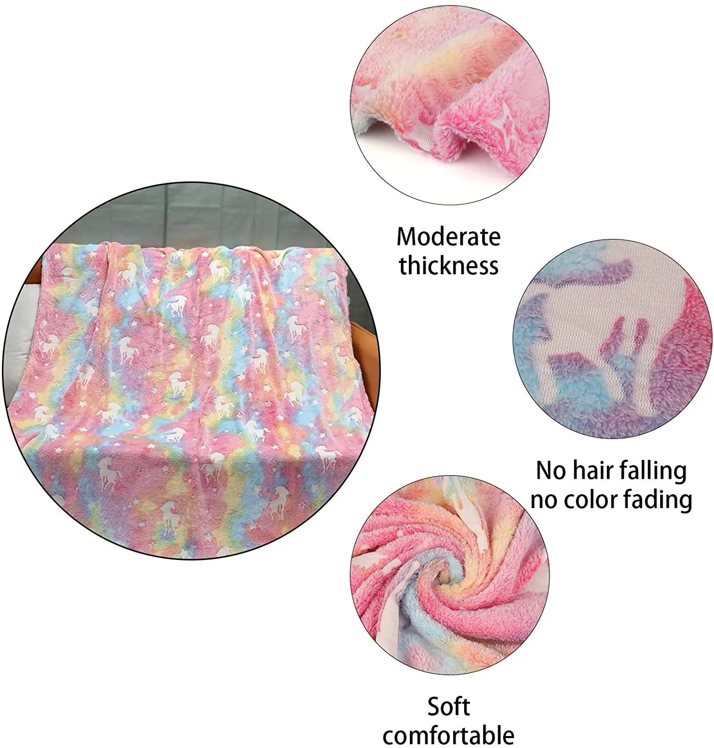 Luminous Unicorn Dinosaur Throw Blanket for Girls Boys Plush Flannel Blanket Christmas Tree Glow in the Dark Super Soft