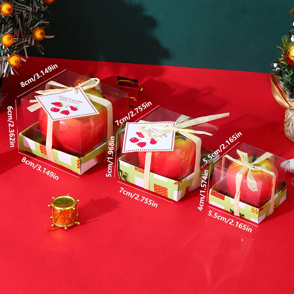 Christmas Gift Simulation Fruit Aroma Candle Apple Smokeless Handmade Candle Christmas Eve Party Decoration Gift Candles Red App - Image 2