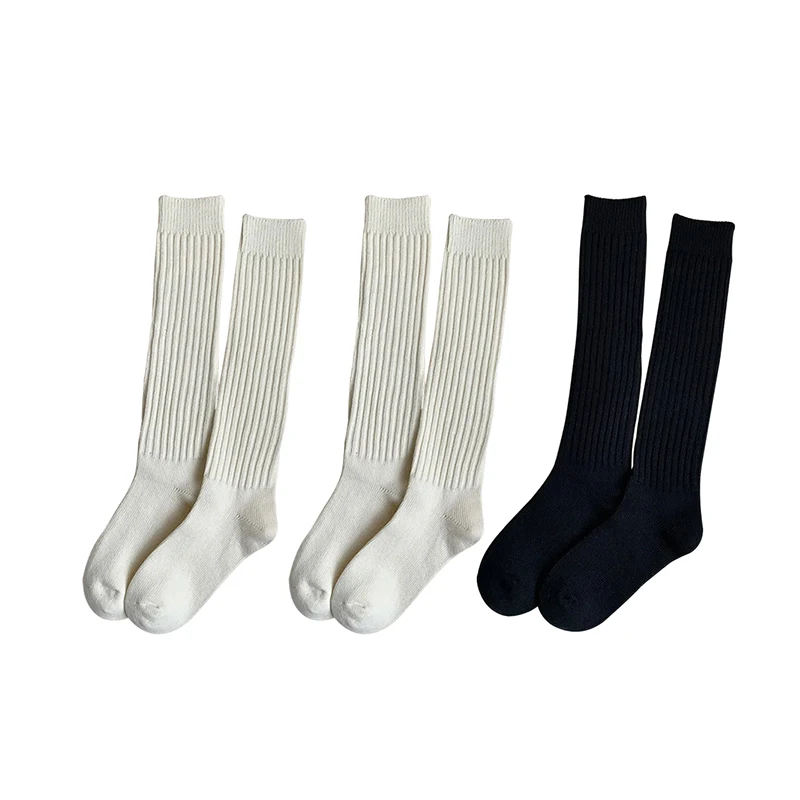 Cozy Wool Knee-Length Stacked Socks - Thick Coffee Colored Winter Warmth
