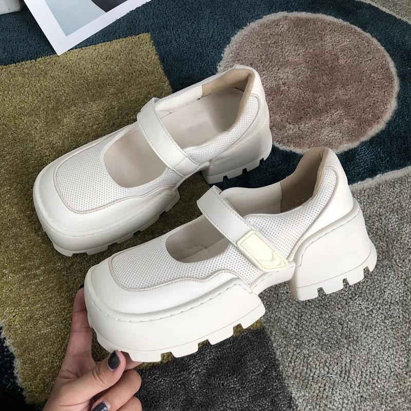 

Vintage Breathable Mary Jane Shoes Platform College Style Japanese High Heels Women Square Toe Sneakers Zapatos de Cujer