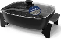NEW NEW Gourmet EG6203 Extra Deep 16"x13"x3.2" (10.5Qt.), Pour Spout, Dishwasher Safe, Marbled Non-stick Electric Skillet with V 1