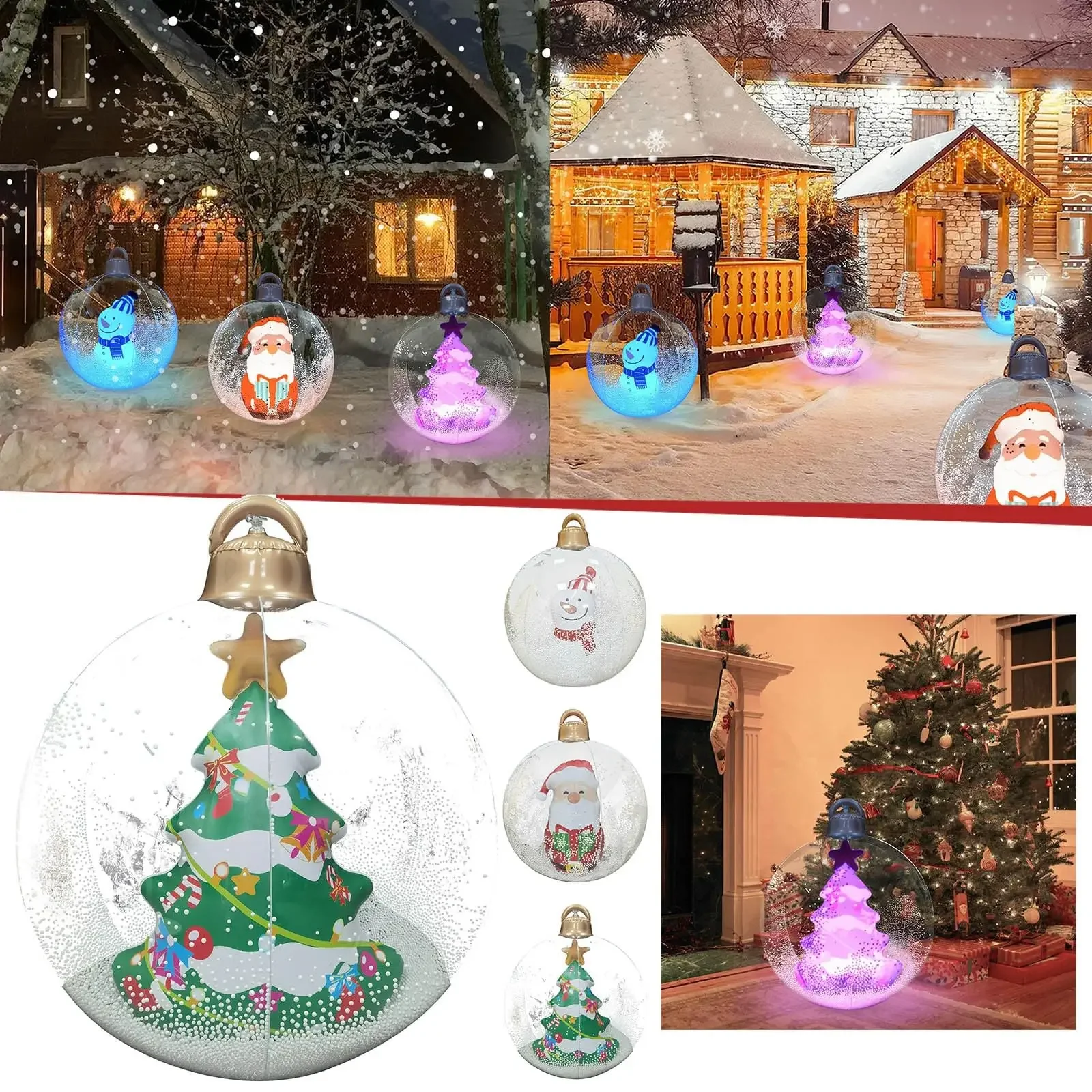 Description Picture 2 of item60cm Transparent Giant Inflatable Christmas Ball with Lights Christmas Decorations Outdoor Christmas Decorations Big Ball