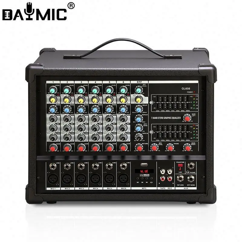 Karaoke 500W audio mixer Live show 6 Channel Professional Amplifier Audio Power Mixer