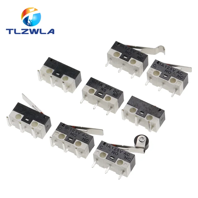 10PCS Micro Limit Switch Momentary Push Button Switch 1A 125V AC Mouse Switch 3Pins Long Handle Roller Lever Arm SPDT 12X6X6MM