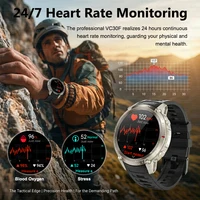 Montre connectée GPS tactique d'extérieur avec carte hors ligne, boussole, moniteur de fréquence cardiaque, tracker d'activité, étanche 5ATM, montres de sport d'aventure 5