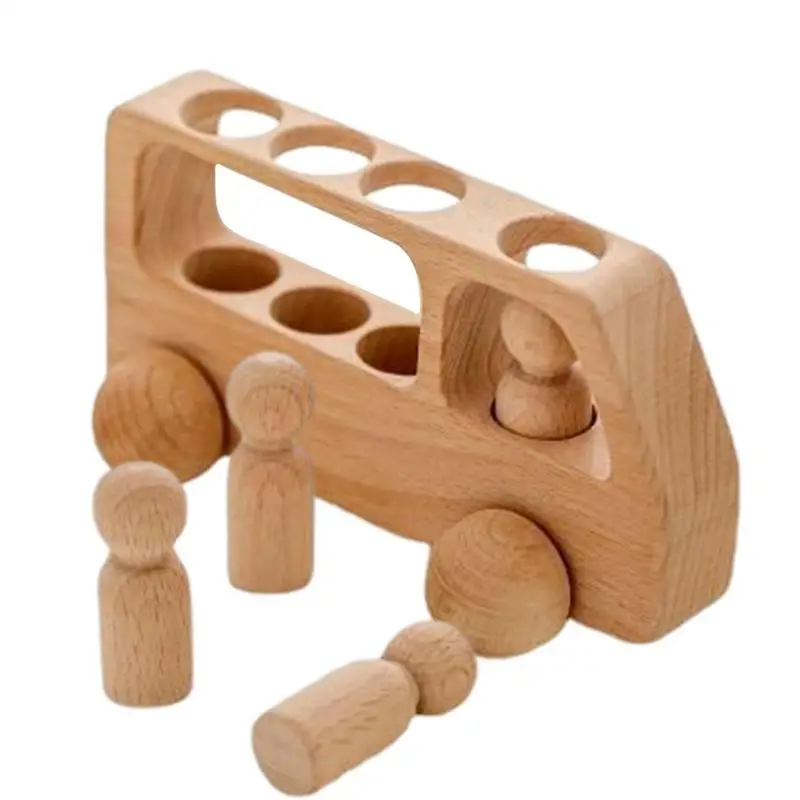 

Wooden Peg People Cars Educational Push Toys Fine Motor Development Sensory Skills Toy Montessori Grasping Wood Car Toys