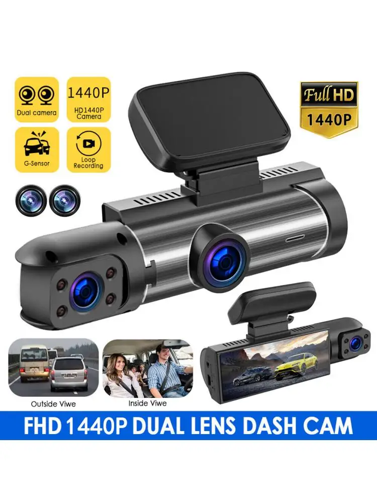 3 Channel 1080P WiFi Dash Cam – Front And Rear Cameras With 32GB Card, G-Sensor, Night Vision