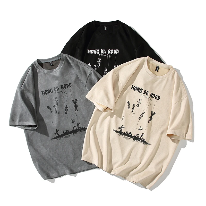 

Men's T Shirt For Men Cotton Manga Graphic Print Short Sleeve T-shirt Tops Harajuku Streetwear Tees Male Y2k Clothes Kanye West