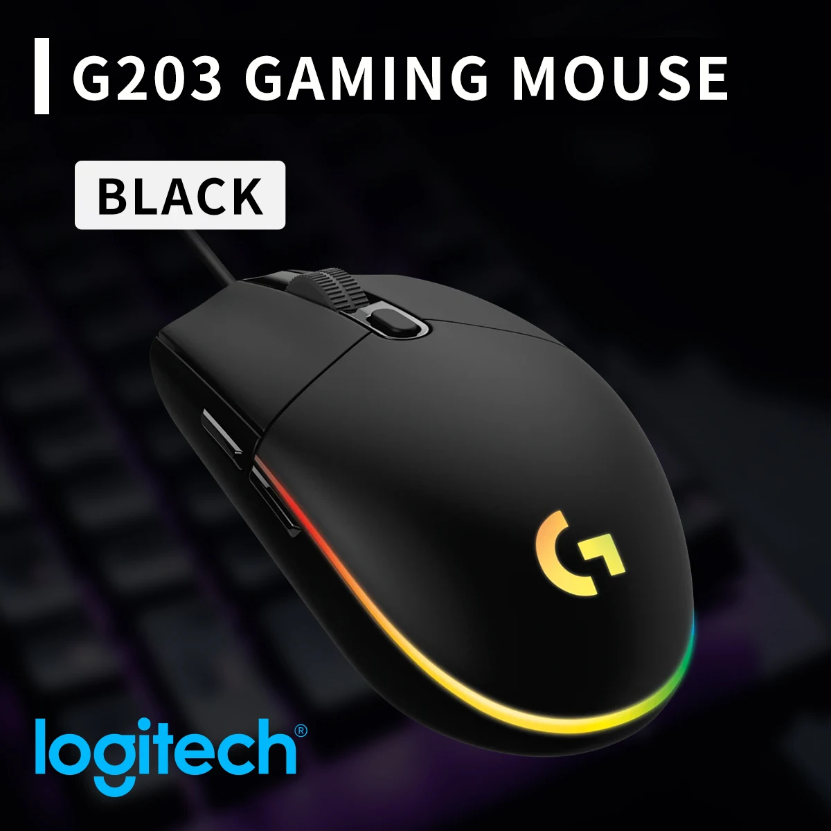 Logitech G203 Gaming-Maus, kabelgebunden, 200–8000 DPI, LIGHTSYNC RGB, ergonomisches Design und G-HUB-Unterstützung für Gamer/Büro 1