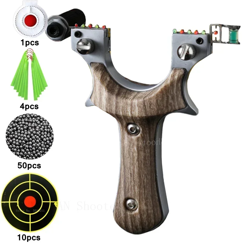 

High precision Metal Laser Aiming Slingshot Flat Rubber Band Target Paper Set Outdoor Hunting and Shooting Competition Game