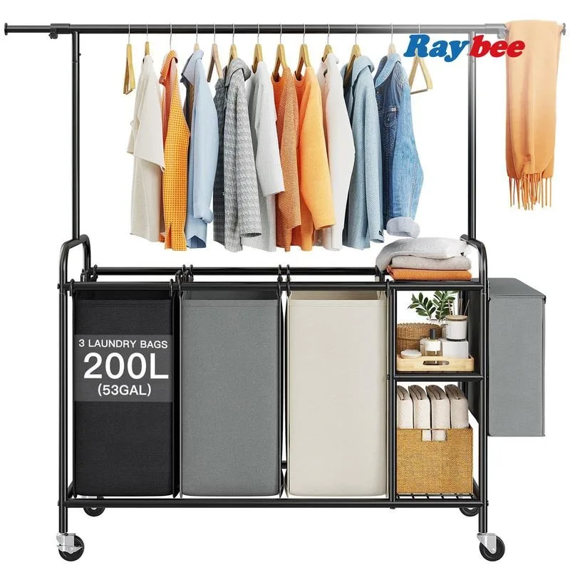 

【2024 Hot Summer Sale】RaybeeFurniture Laundry Hamper, Laundry Basket, Laundry Sorter, 200L（53Gal）Laundry Basket with Wheels,