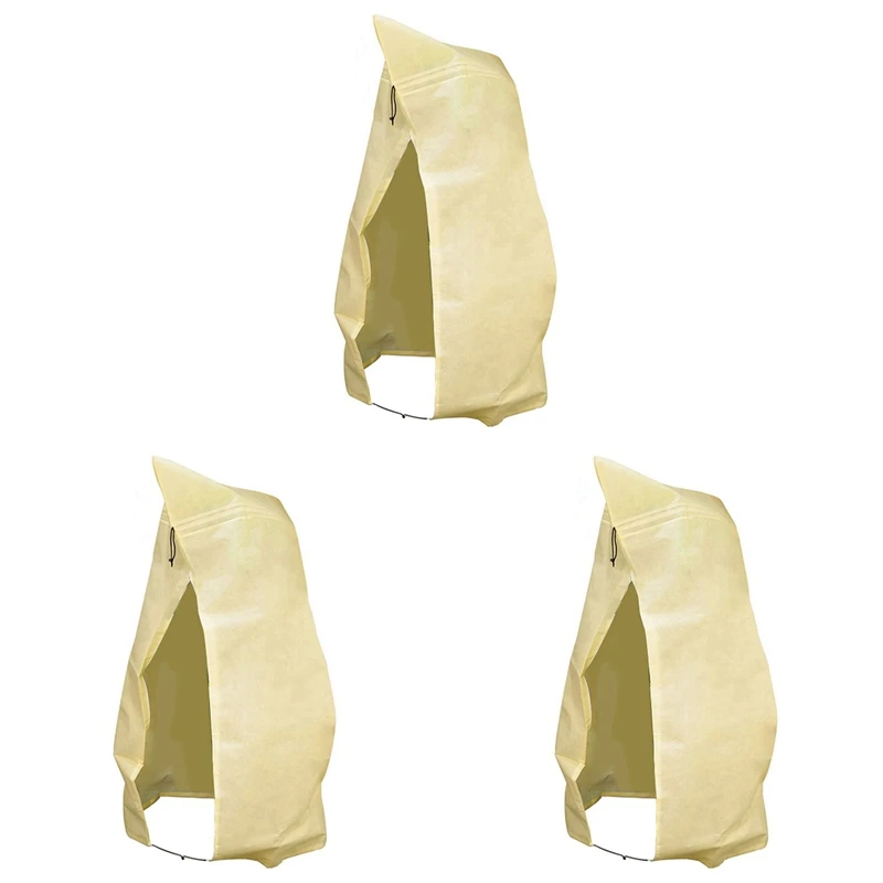 

3x бежевый защитный чехол для растений, защита от холода, антизамерзание, нетканое полотно, X см, чехол для фруктового дерева