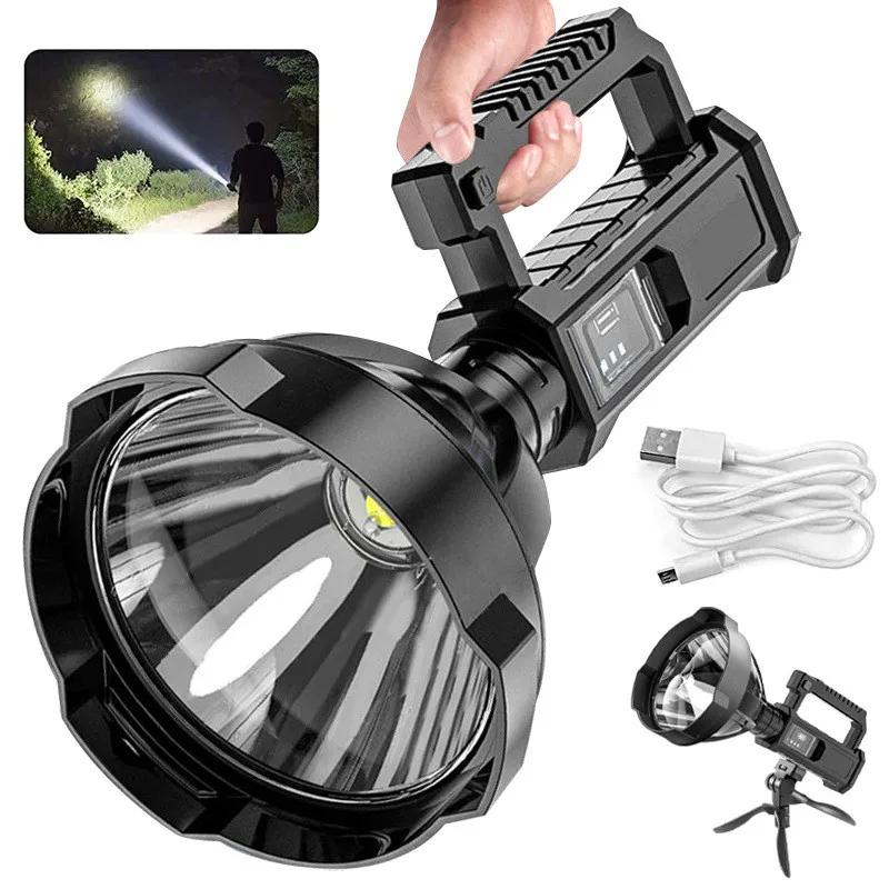

USB Rechargeable High Power Led Flashlights Ultra-long Lighting Distance Lamp Searchlight Outdoor Waterproof Lantern Torches 2#