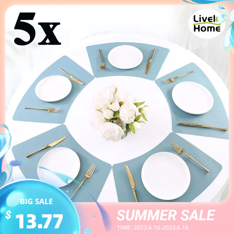Pu Leather Table Placemats Set Silicone Table Placemats Set 5pcs