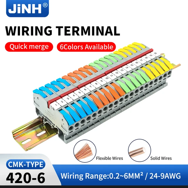 6MM DIN Rail Terminal Blocks ฟรี Splicing Compact Quick Lever สายไฟฤดูใบไม้ผลิการเชื่อมต่อสายเคเบิล Terminal กด 32A 450V 1