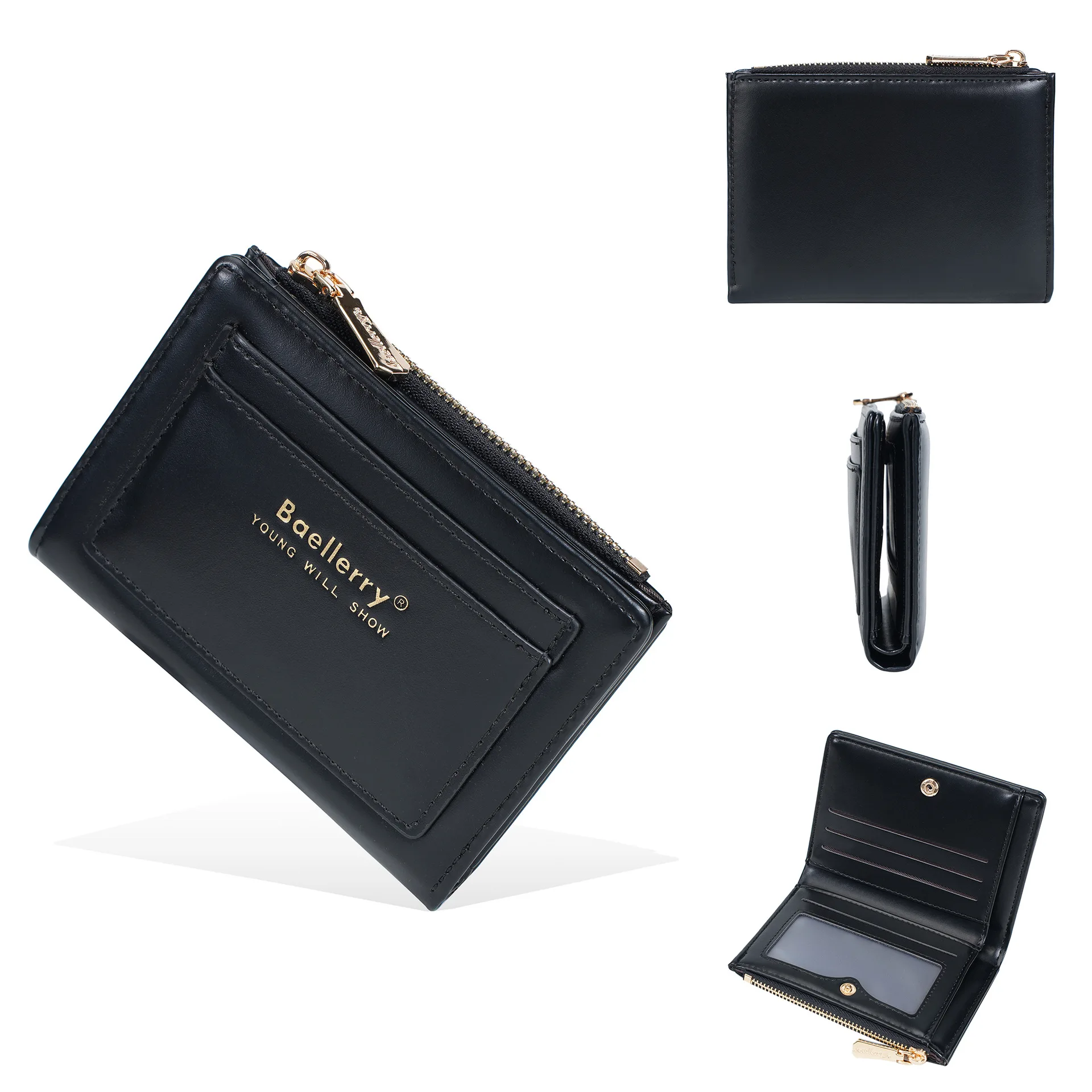 1Pcs/Baellerry Fashionable Zipper Wallet with Multiple Card Slots, Lightweight and Portable, Can Hold Banknotes and Coins, Suitable for Both Men and Women
