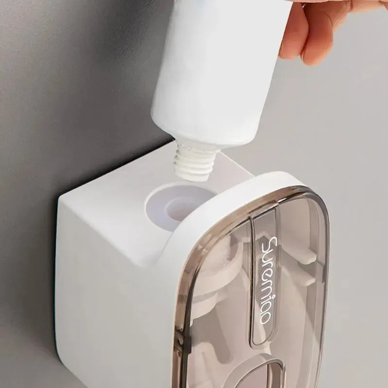 4PCS Automatic Toothpaste Dispenser Bathroom Accessories Wall Mount Lazy Toothpaste Squeezer Toothbrush Holder