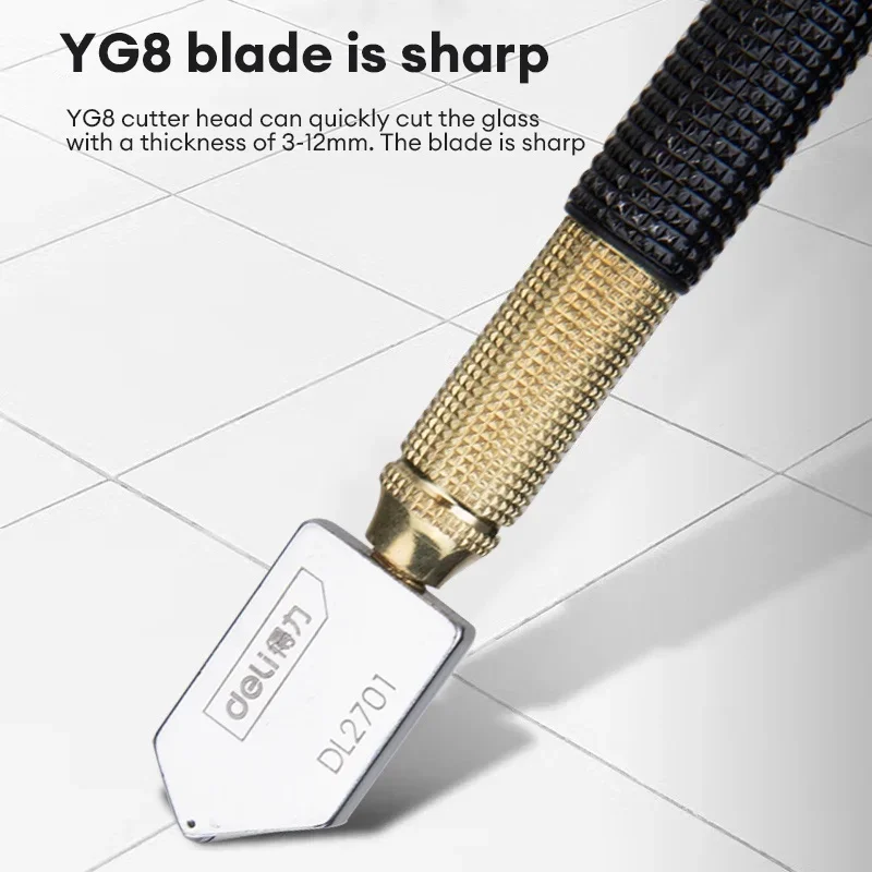 Glass Cutter Tile Glass Cutter Deli Glass Cutter Small Size Steel Blade Anti-skid Handle Cutting Tool Diamond Cutter Head Knifes
