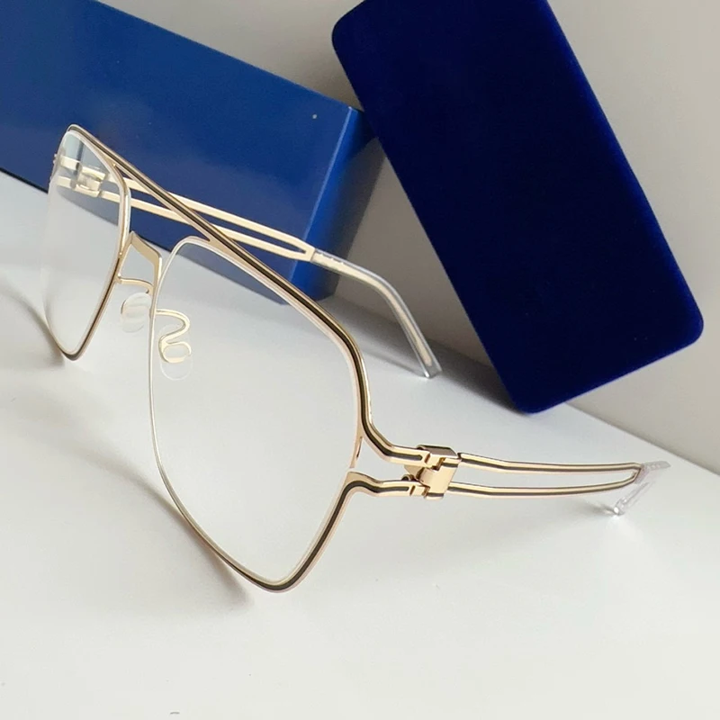 Deutschland Marke Design schrauben lose Brille Rahmen Titan ultraleichte quadratische große Mode Männer optische verschreibung pflicht ige Brillen Riku – Detail 12