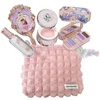 Flower Knows Makeup Set Mermaid Eyeshadow Palette Matte Swan Setting Powder Strawberry Violet Mirror Hair Clip 4Pcs Kit 1