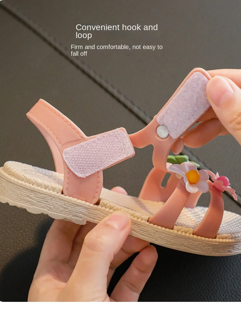 Summer Little Girls Sandals 2022 New Flower Simple Cute Pink Green Children Sandals Toddler Baby Soft Casual School Girl Shoes children's shoes for high arches