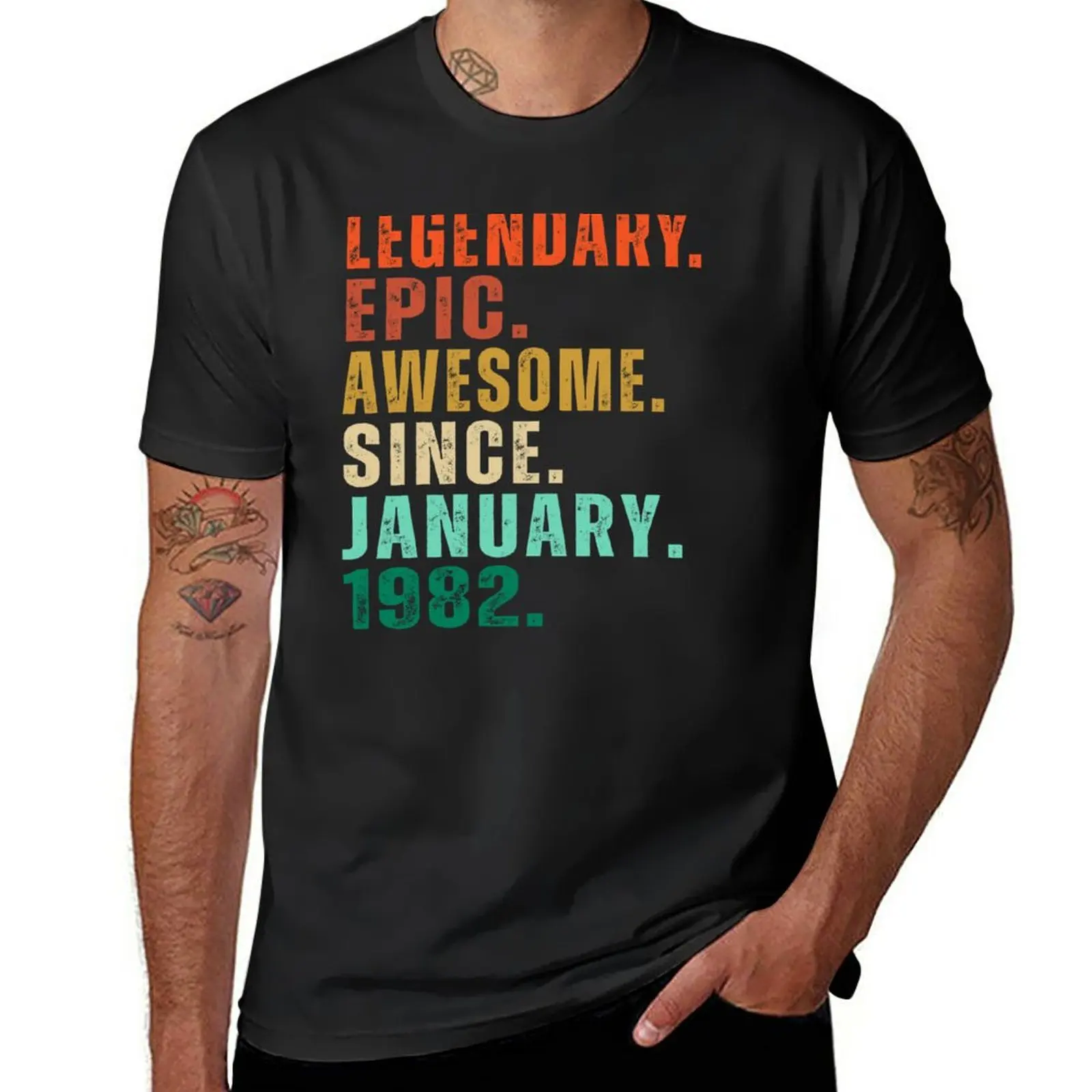 

Legendary Awesome Epic-Since January 1982 Vintage 40 Years Old Gift Birthday T-Shirt tees funnys oversized t shirt men