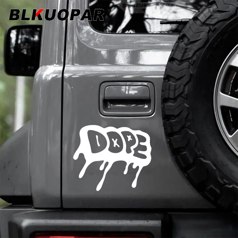 

BLKUOPAR Dope Text Word Logo Car Stickers Personality Occlusion Scratch Decal Air Conditioner Windows JDM Caravan Decoration