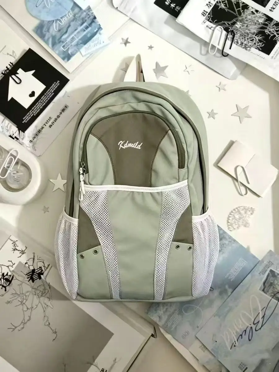 Zaino da Viaggio alla Moda, Alta Capacità, Unisex, Borsa Scolastica Patchwork, Zaini in Nylon Blu Y2k per Donne, Borse Casual da Escursionismo per Uomo, Novità 2026 - immagine 5